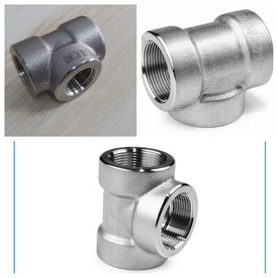 Yüksek kaliteli ASME B16.9 / ASTM A403 WP316 304 SS Paslanmaz Çelik İplik Eşit Çaplı Tee