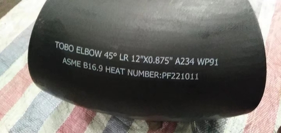 Alaşımlı Çelik Boru Ek Parçaları 45 Dirsek A234 Sınıfı WP91 12 "X0.875" Alın Kaynaklı Dirsek