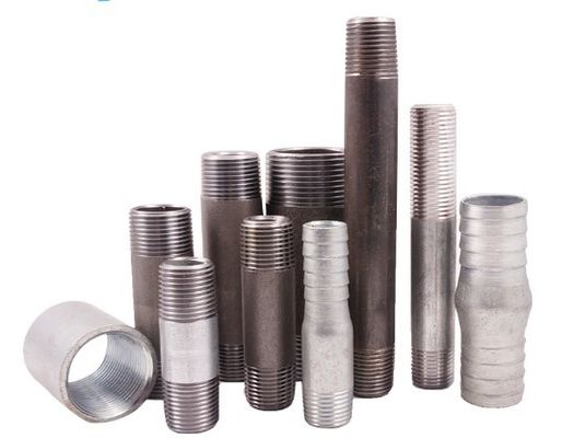 1/2 "-4" Karbon çeliği hidrolik uzun nipeller BSP NPT erkek dişli galvanizli çelik uzun veya kısa bağlantı parçaları erkek boru nipeli