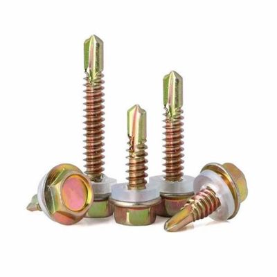 Yuvarlak Sızdırmazlıklı Sarı Altıgen Çinko Kaplama Matkap Vidalar